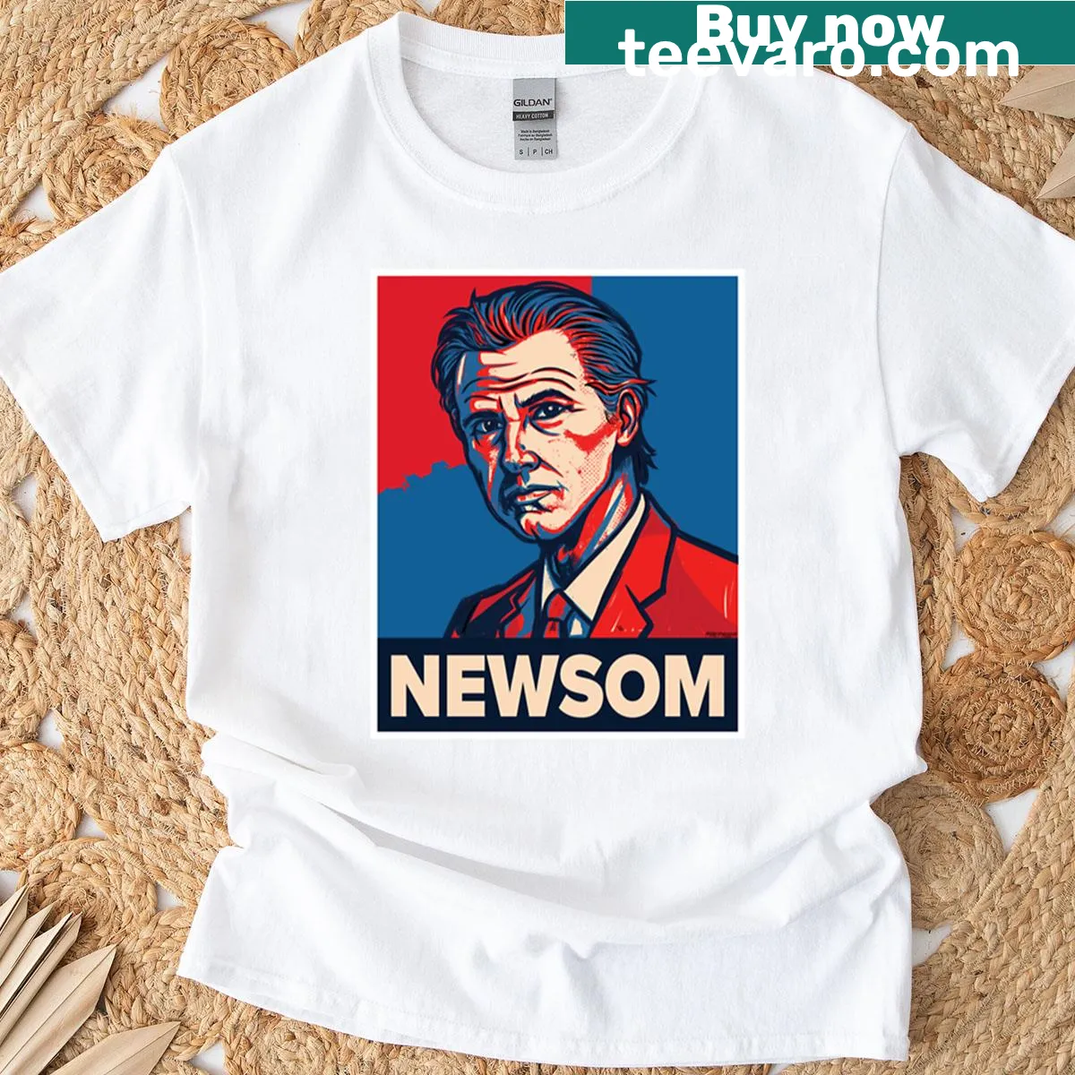 Hope message inspired by Gavin Newsom on oversized T-shirt — on a men's t-shirt