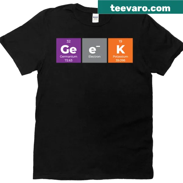 Fun periodic table graphic on a science-themed t-shirt