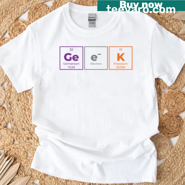 Minimalist periodic table design on a funny science-themed t-shirt