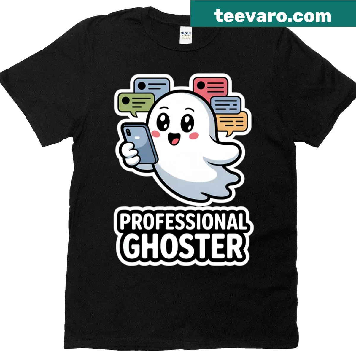 Cute illustration of ghosting concept on humorous T-shirt — on a men's t-shirt