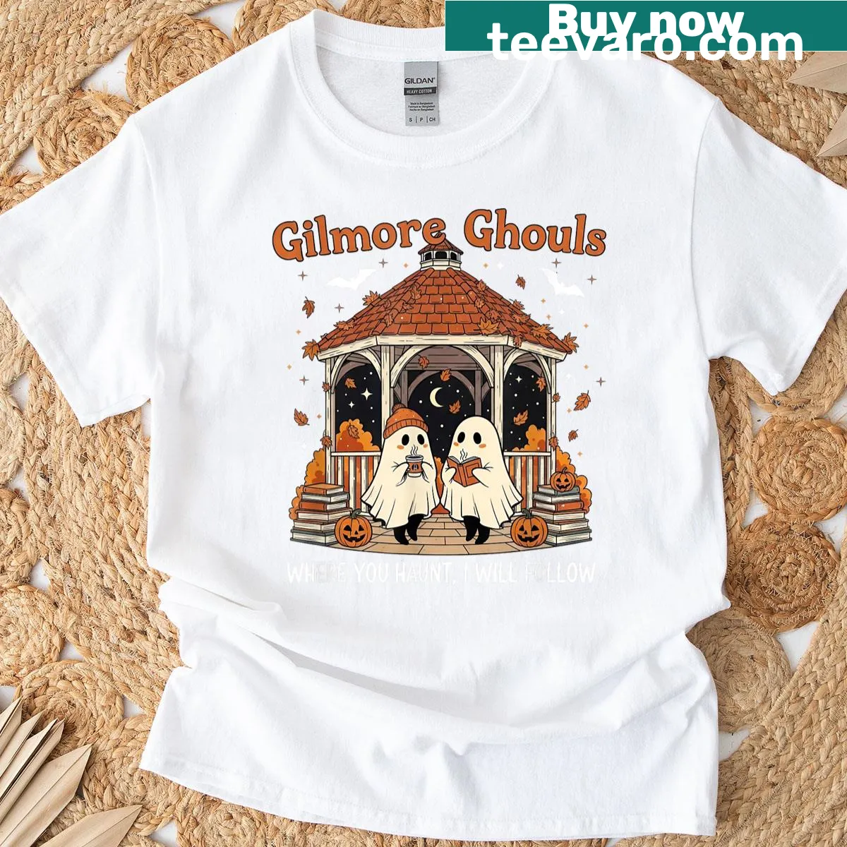Funny ghost-themed t-shirt with a clever phrase — on a men's t-shirt