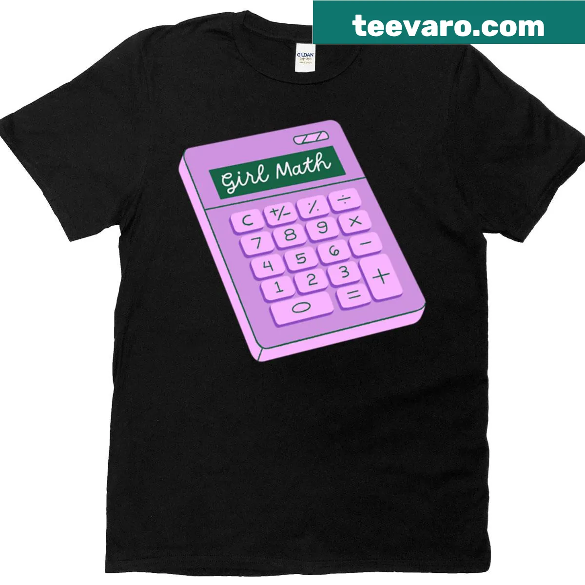 Oversized T-shirt with a playful girl math calculator design — on a men's t-shirt