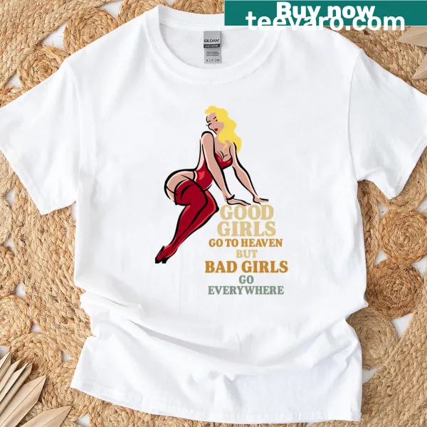 Retro pin-up t-shirt with humorous saying about girls