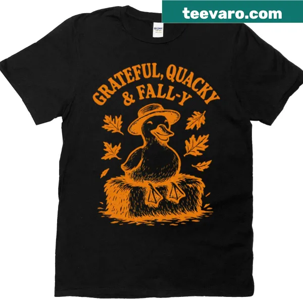 Vintage distressed T-shirt featuring a humorous autumn duck design