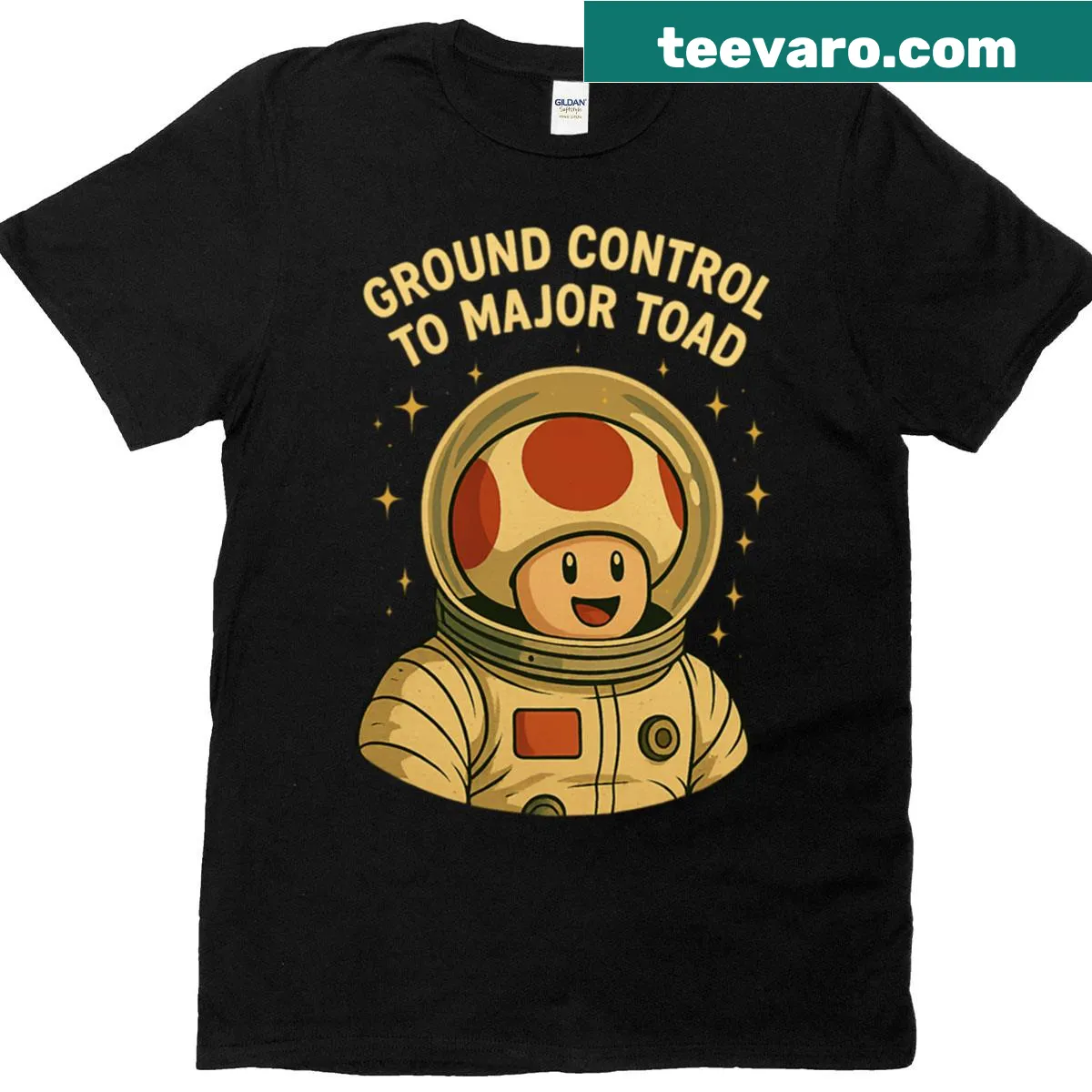 Funny shirt featuring the phrase 'Ground Control To Major Toad' — on a men's t-shirt