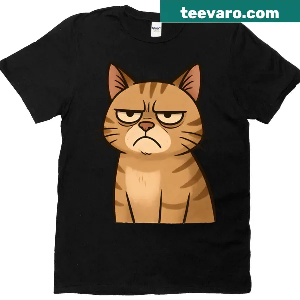 Funny Grumpy Cat meme cartoon design on a t-shirt