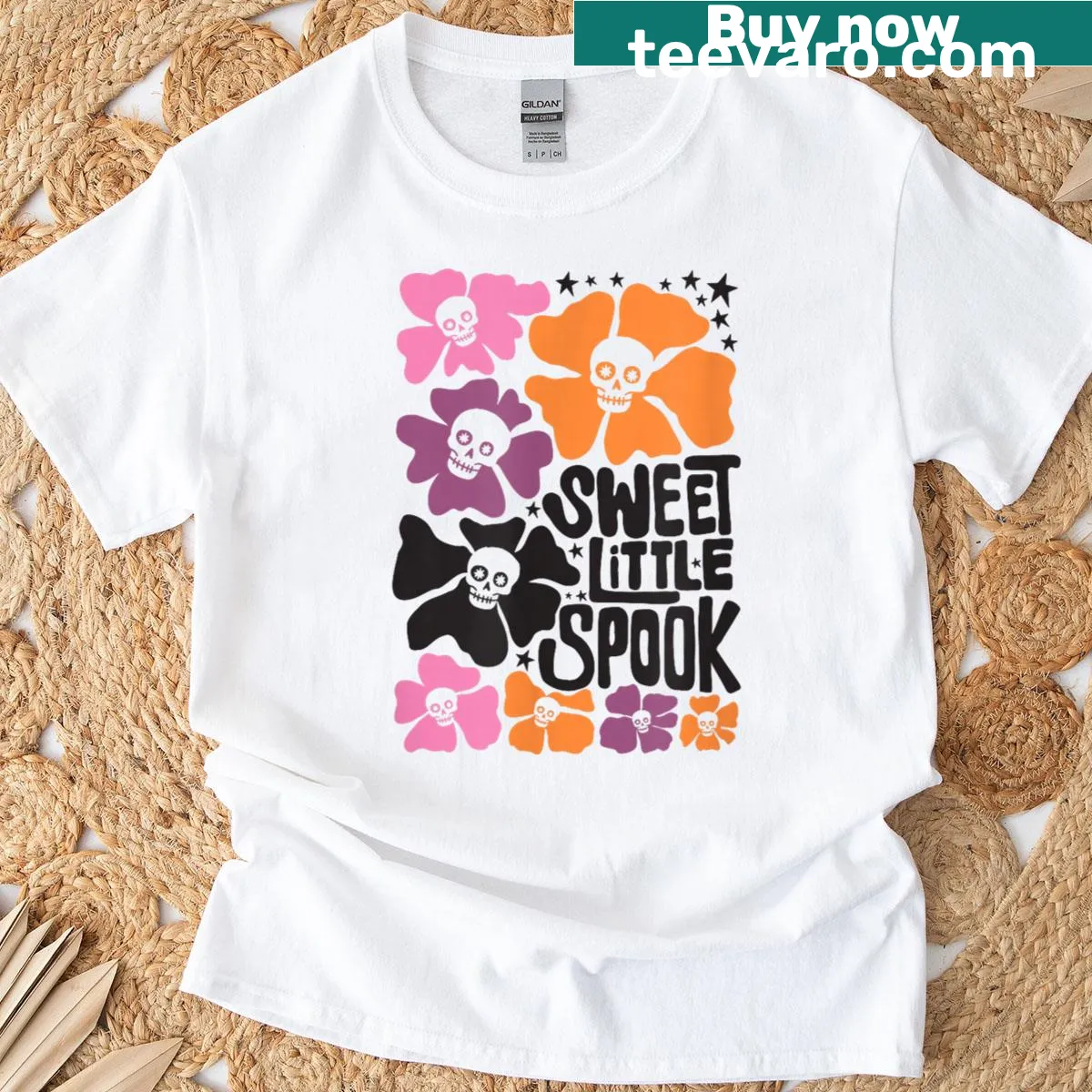 Whimsical Halloween T-shirt featuring playful cartoon ghosts — on a men's t-shirt