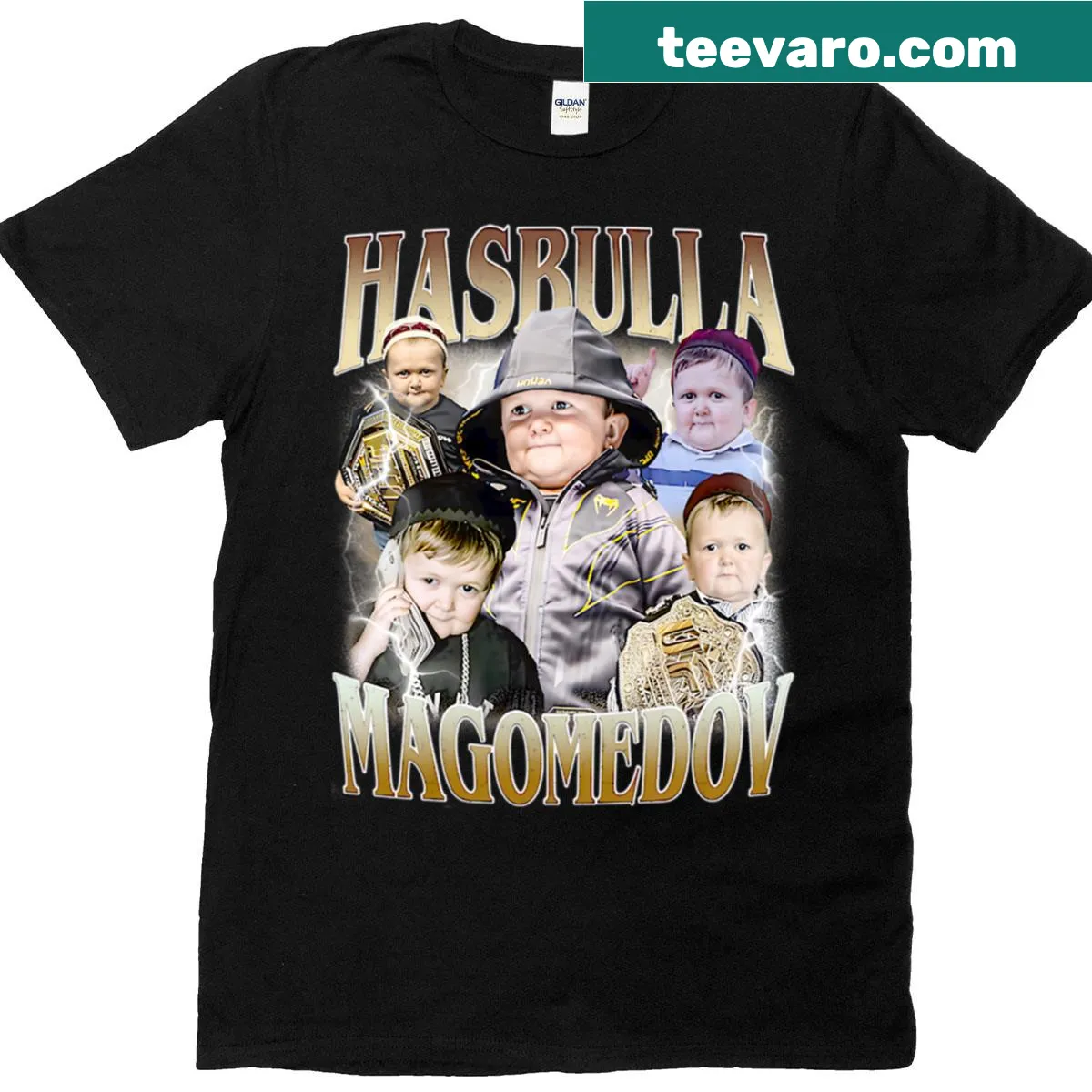 Vintage shirt featuring Hasbulla Magomedov celebrating internet culture. — on a men's t-shirt