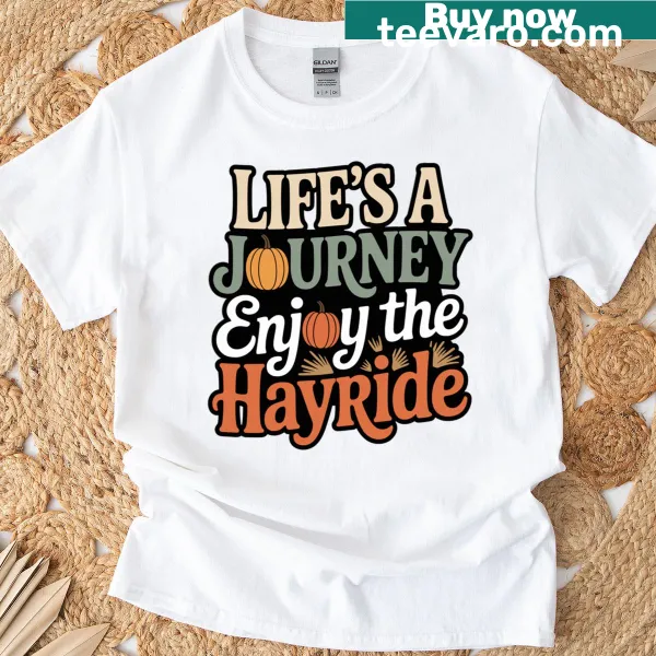 Rustic hayride themed t-shirt celebrating autumn and pumpkins