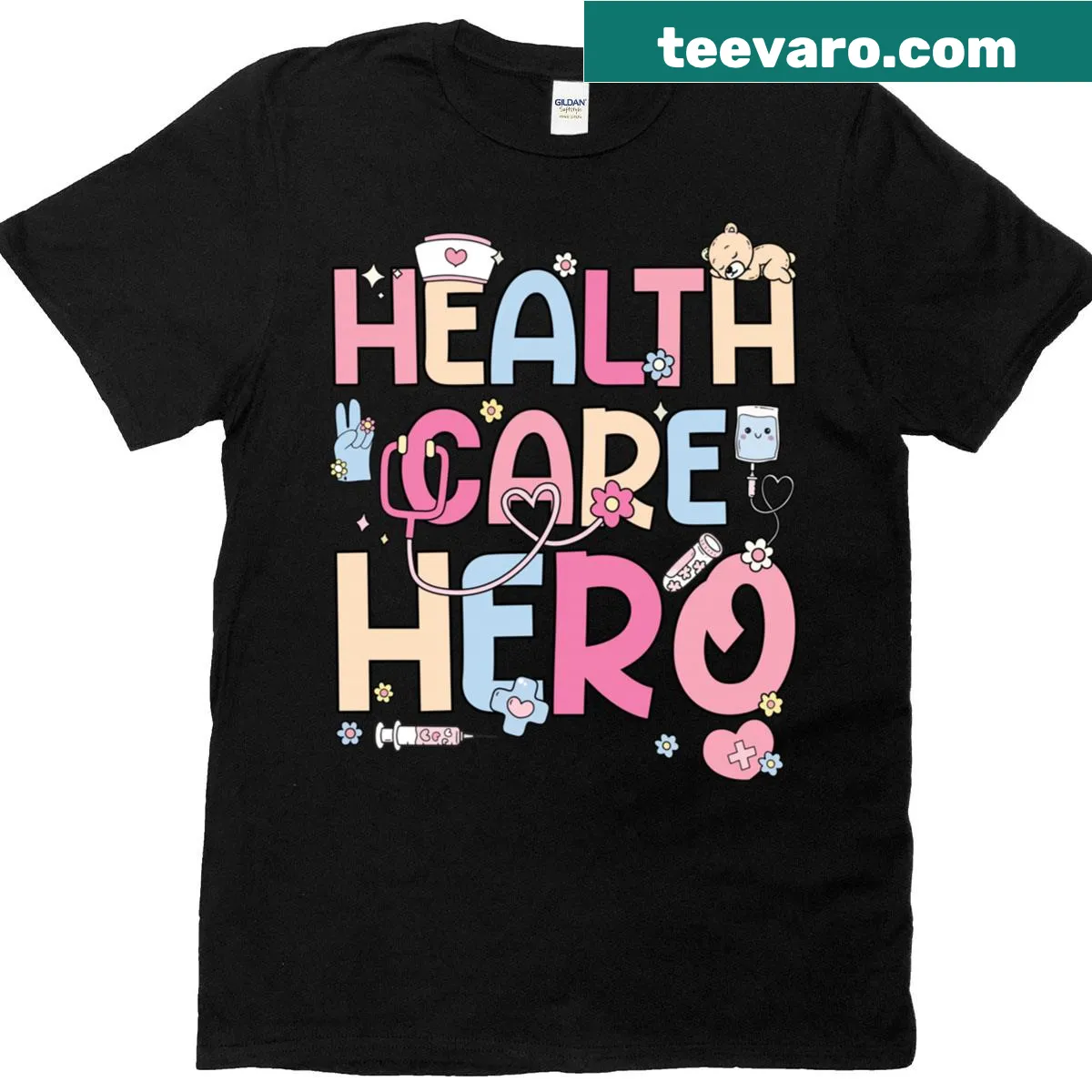 T-shirt dedicated to healthcare heroes with bold text — on a men's t-shirt