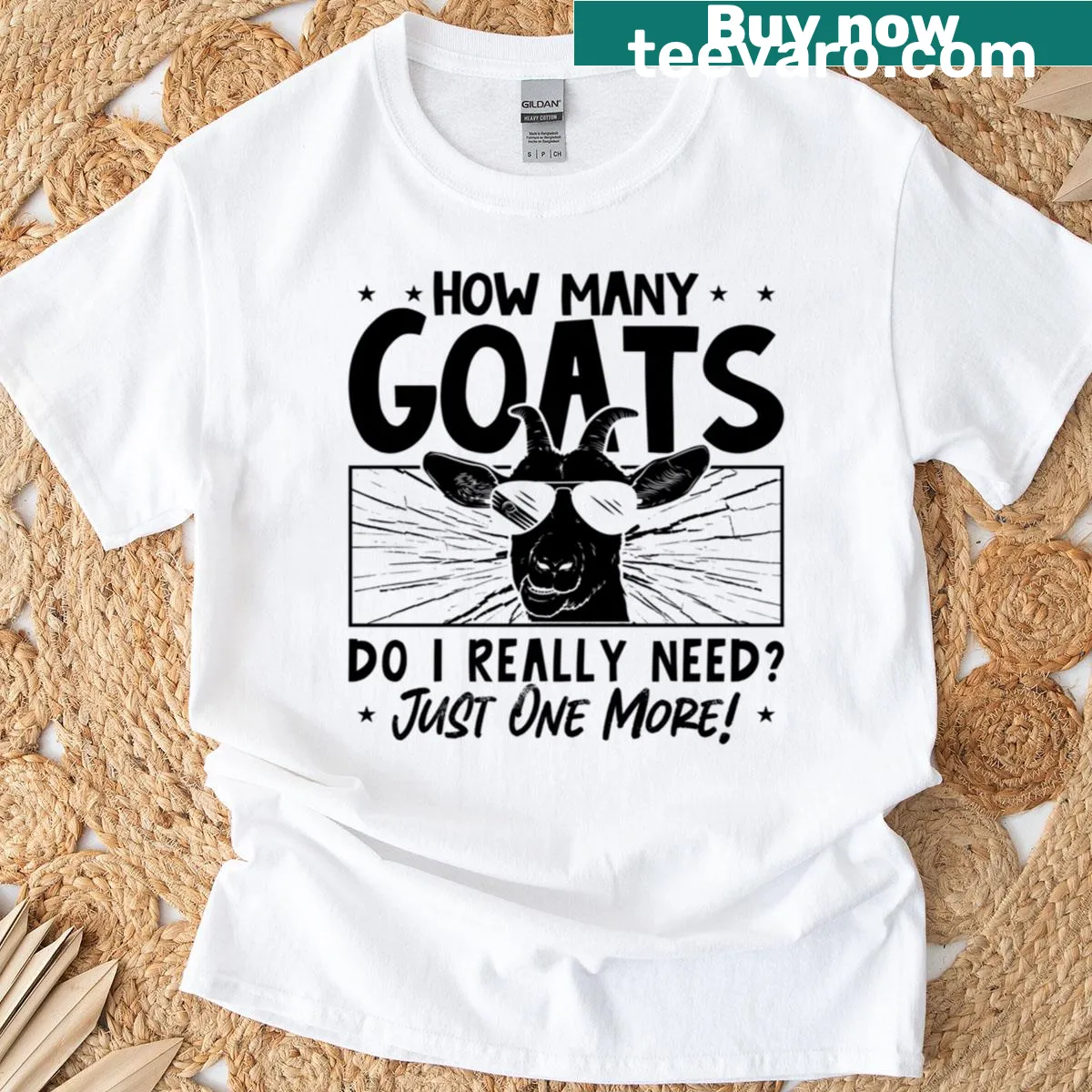 Witty goat-themed T-shirt for farmers — on a men's t-shirt