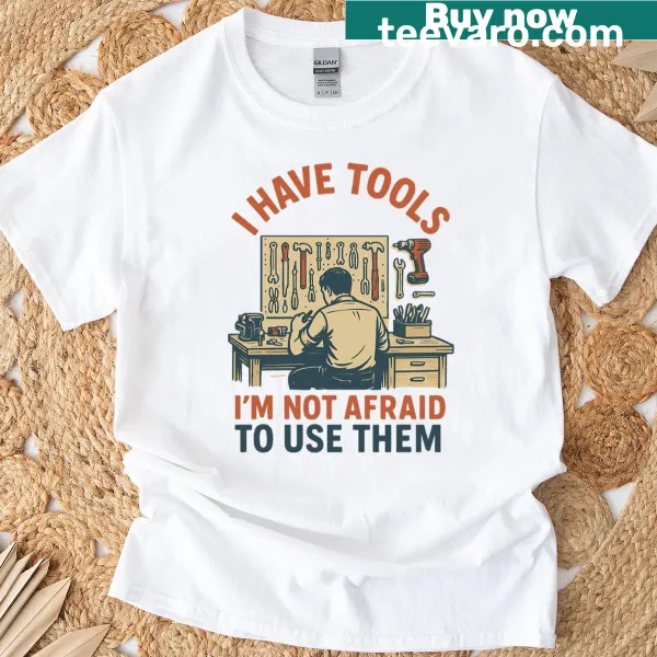 Funny oversized T-shirt with tool-related humorous graphic
