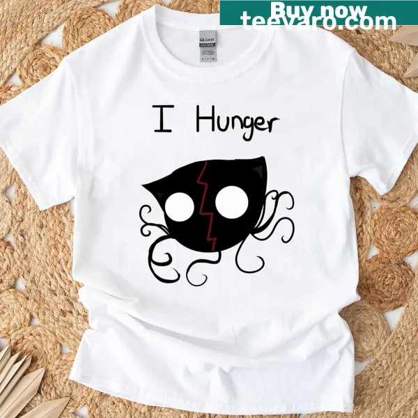 Illustration of a monster cat with 'I Hunger' text