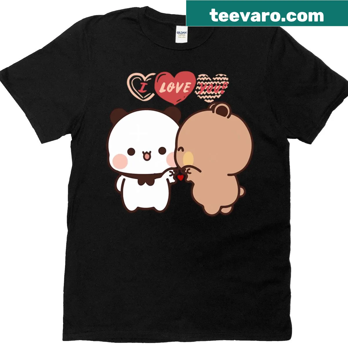 Couple t-shirt with the phrase 'I Love You Panda Bear And Brownie.' — on a men's t-shirt