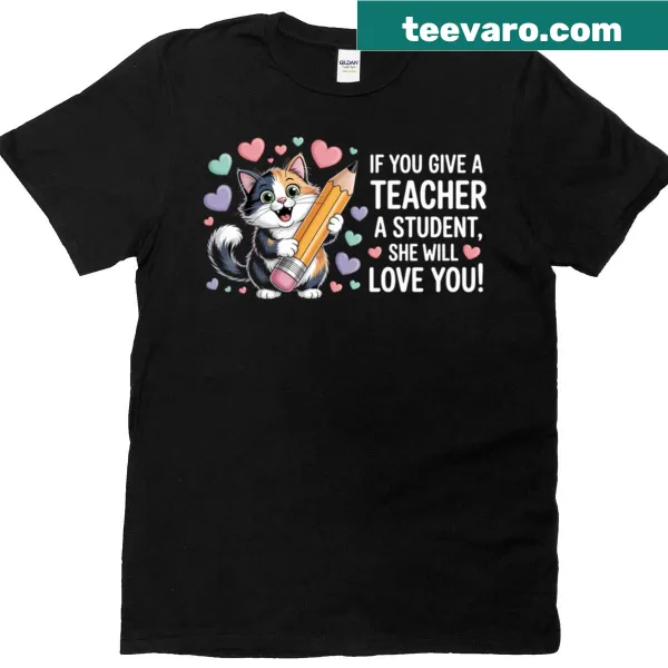 Oversized T-shirt with humorous text about teachers and students