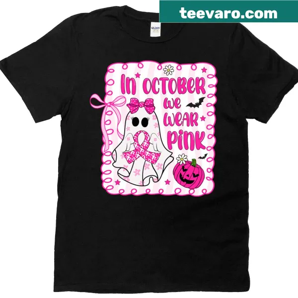 Ghost graphic with pink ribbon for breast cancer awareness