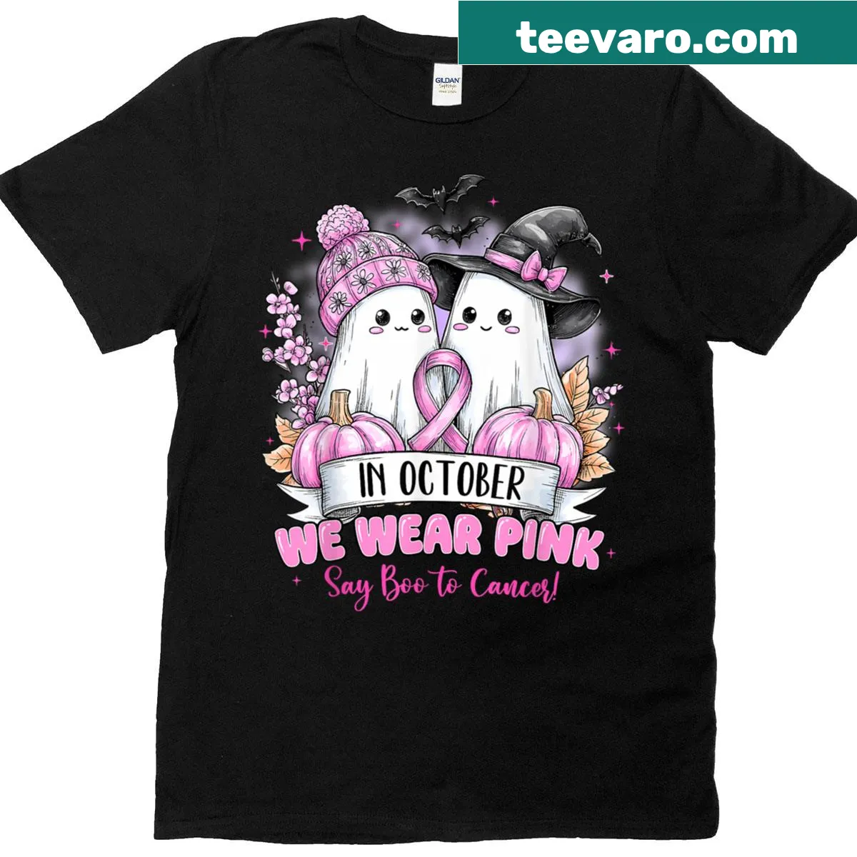 Pink shirt advocating breast cancer awareness with playful text — on a men's t-shirt