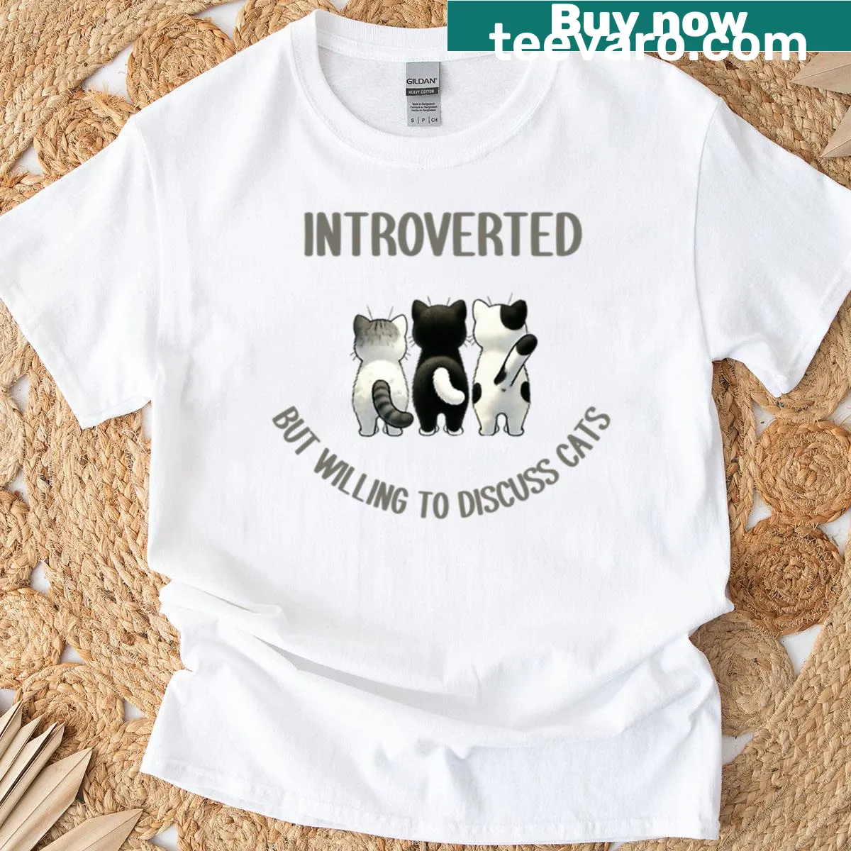 Funny cat lover design t-shirt with introverted theme — on a men's t-shirt