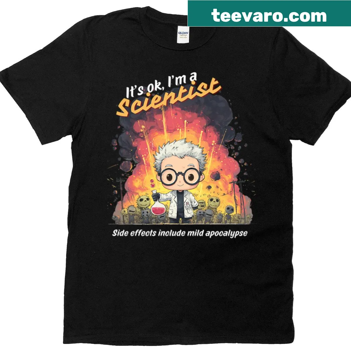 Edgy T-shirt with humorous science quote about mild apocalypse — on a men's t-shirt