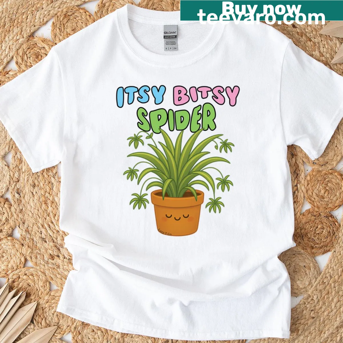 Cute minimalist spider plant pun T-shirt design — on a men's t-shirt