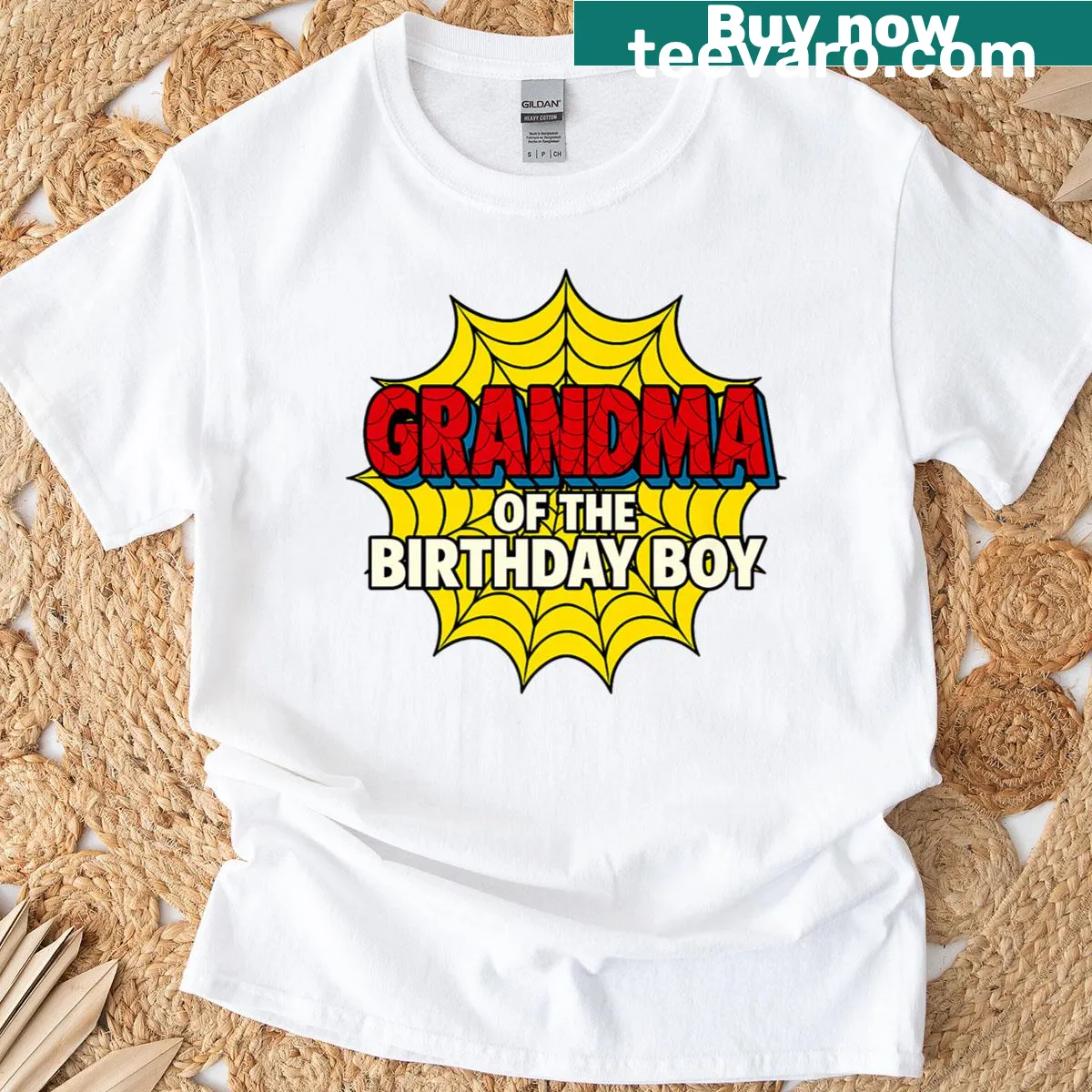 Cute grandmother t-shirt for birthday with a spider theme design — on a men's t-shirt