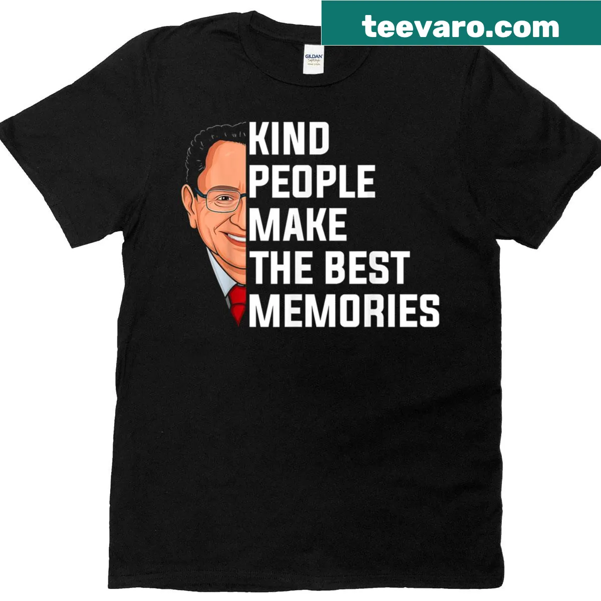 T-shirt featuring the quote 'Kind People Make The Best Memories' by Frank Caprio. — on a men's t-shirt