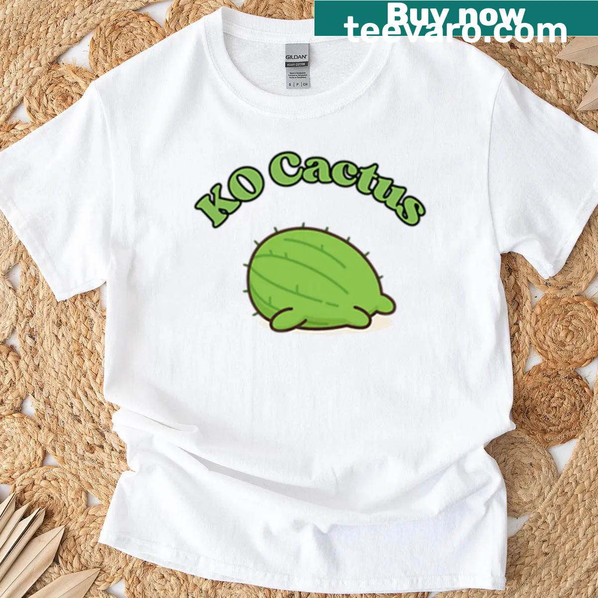 Cute chibi cactus illustration on a T-shirt — on a men's t-shirt
