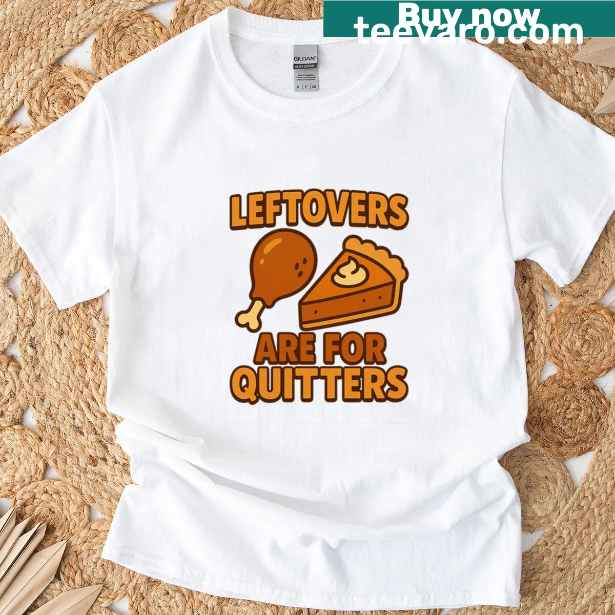 Funny Leftovers Are For Quitters oversized t-shirt with humorous typography — on a men's t-shirt