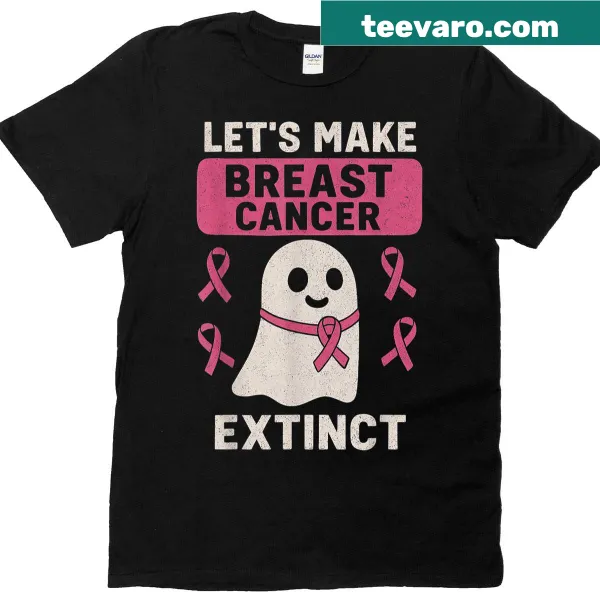 Kids t-shirt featuring a playful ghost and breast cancer awareness slogan