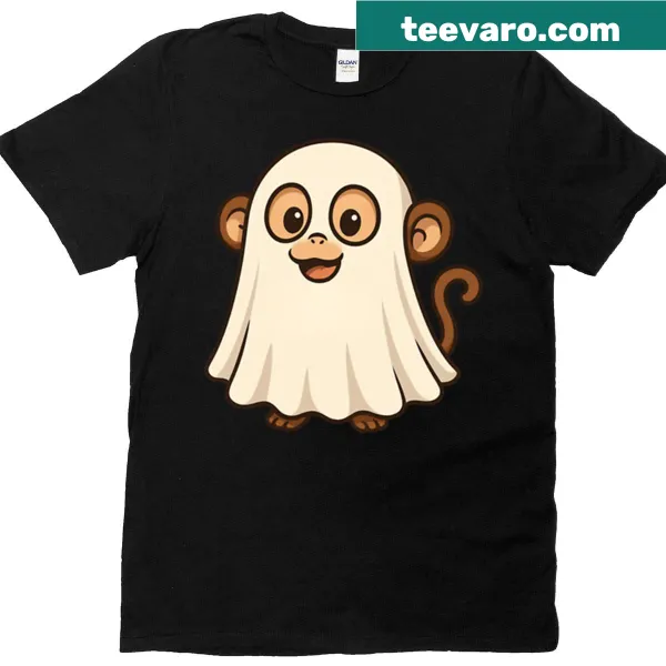 Cartoon monkey dressed as a ghost for Halloween