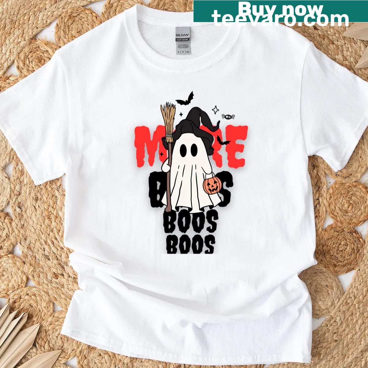 Humorous 'More Boos Please' text on a T-shirt for Halloween lovers — on a men's t-shirt