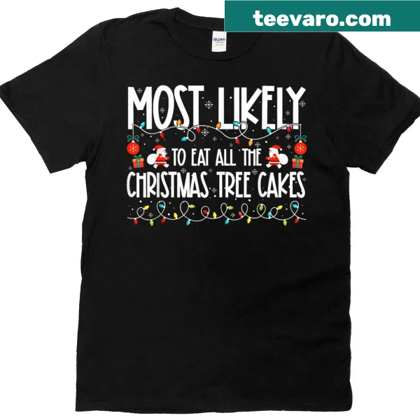 Funny Christmas tree cakes family t-shirt with bold typography