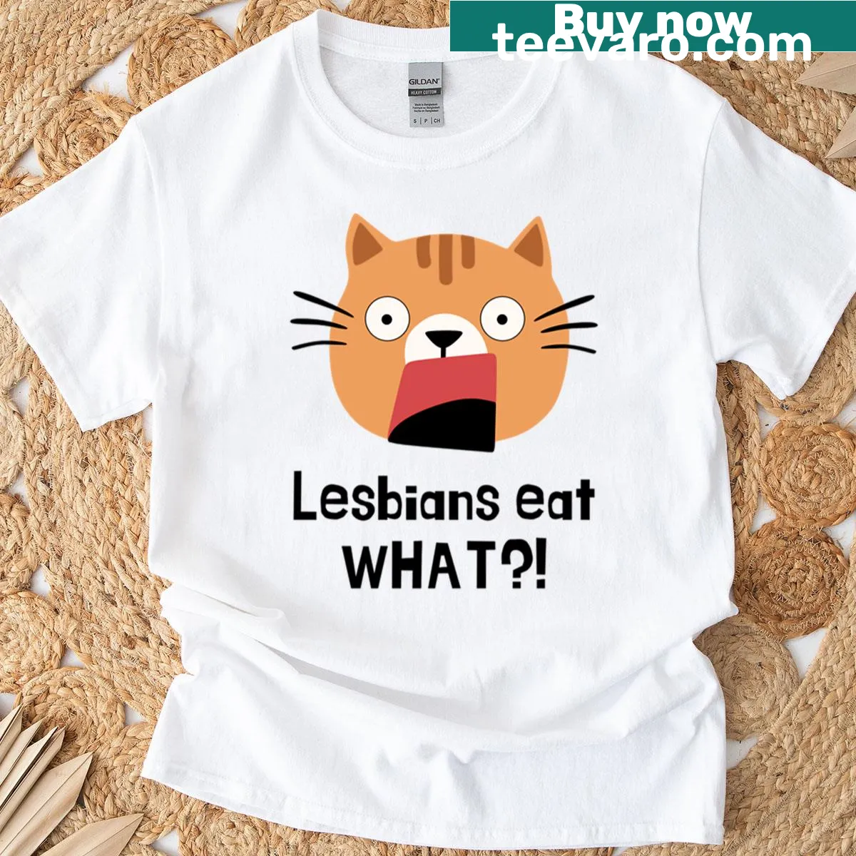 Funny lesbian pride t-shirt with 'Muff Diver' text — on a men's t-shirt