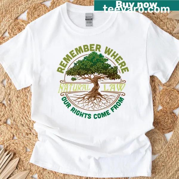 Premium t-shirt featuring an elegant tree design symbolizing life and natural law
