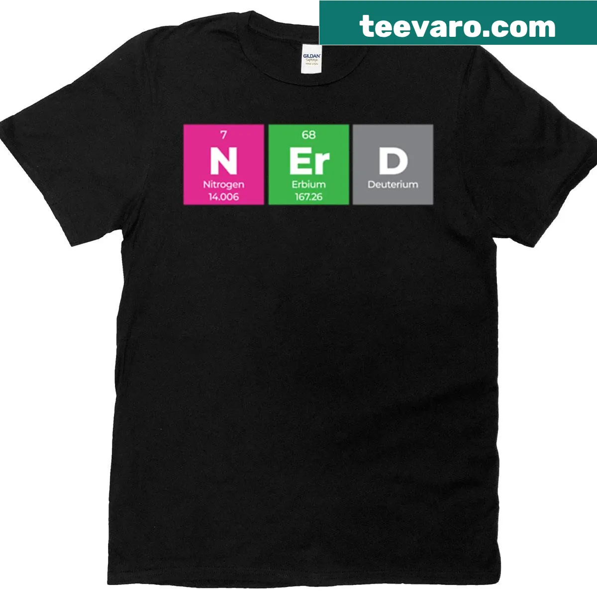 Funny T-shirt with periodic table design for science lovers — on a men's t-shirt