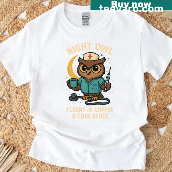 T-shirt for night shift nurses with 'Night Owl Nurse' text