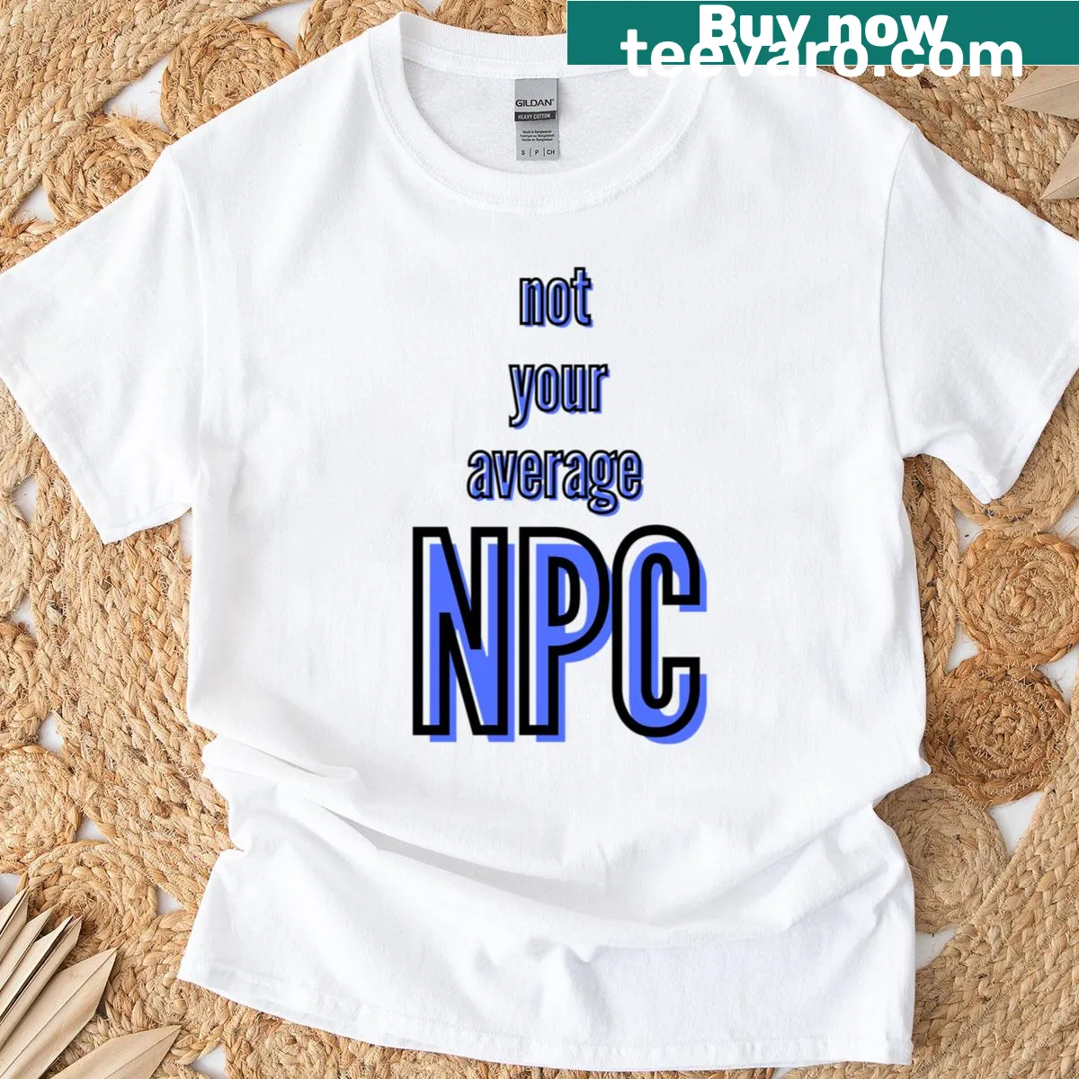 Playful oversized t-shirt featuring 'Not Your Average NPC' graphic — on a men's t-shirt