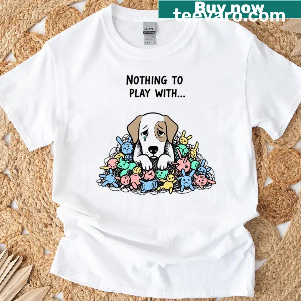 Humorous oversized t-shirt with a worried dog graphic and funny text