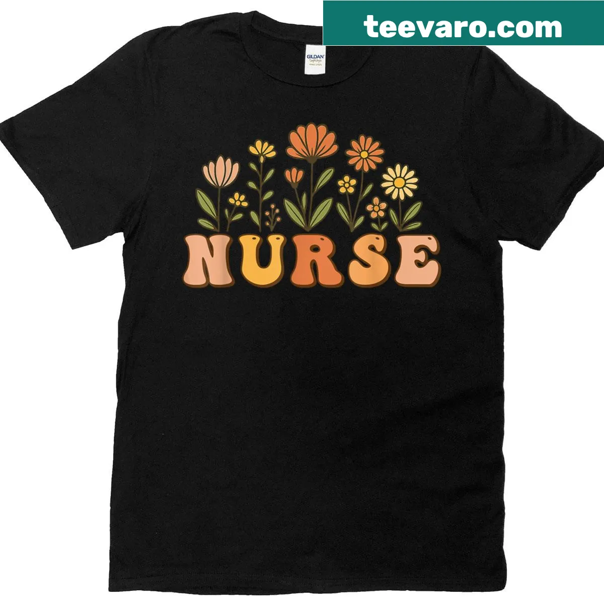Cute nursing t-shirt with floral design for Nurse Appreciation Day — on a men's t-shirt