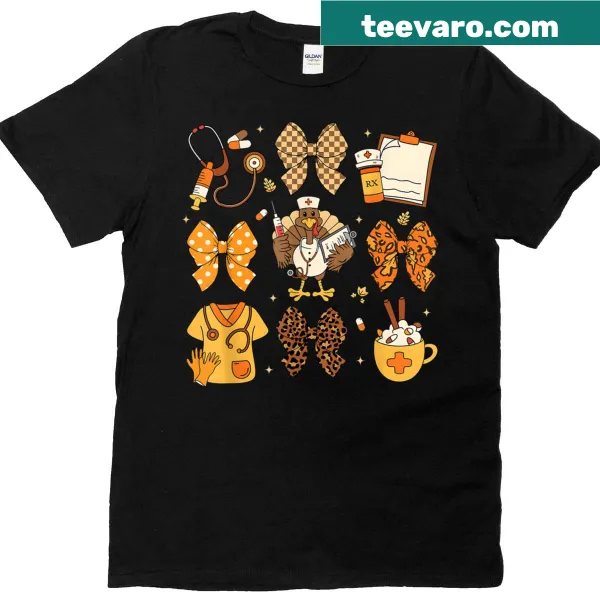 Nurse-themed T-shirt with autumn and pumpkin spice design