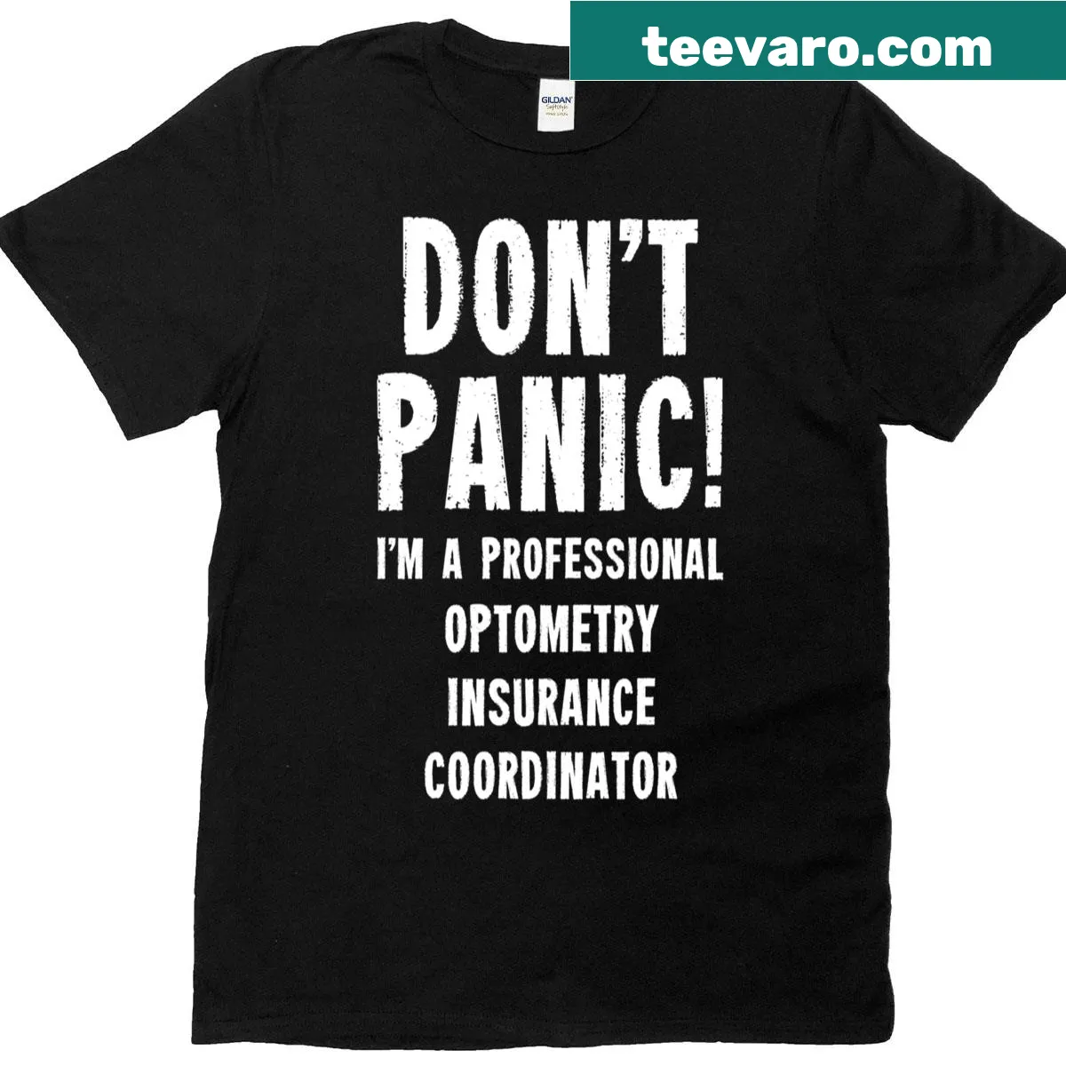 T-shirt with Optometry Insurance Coordinator text for professionals — on a men's t-shirt