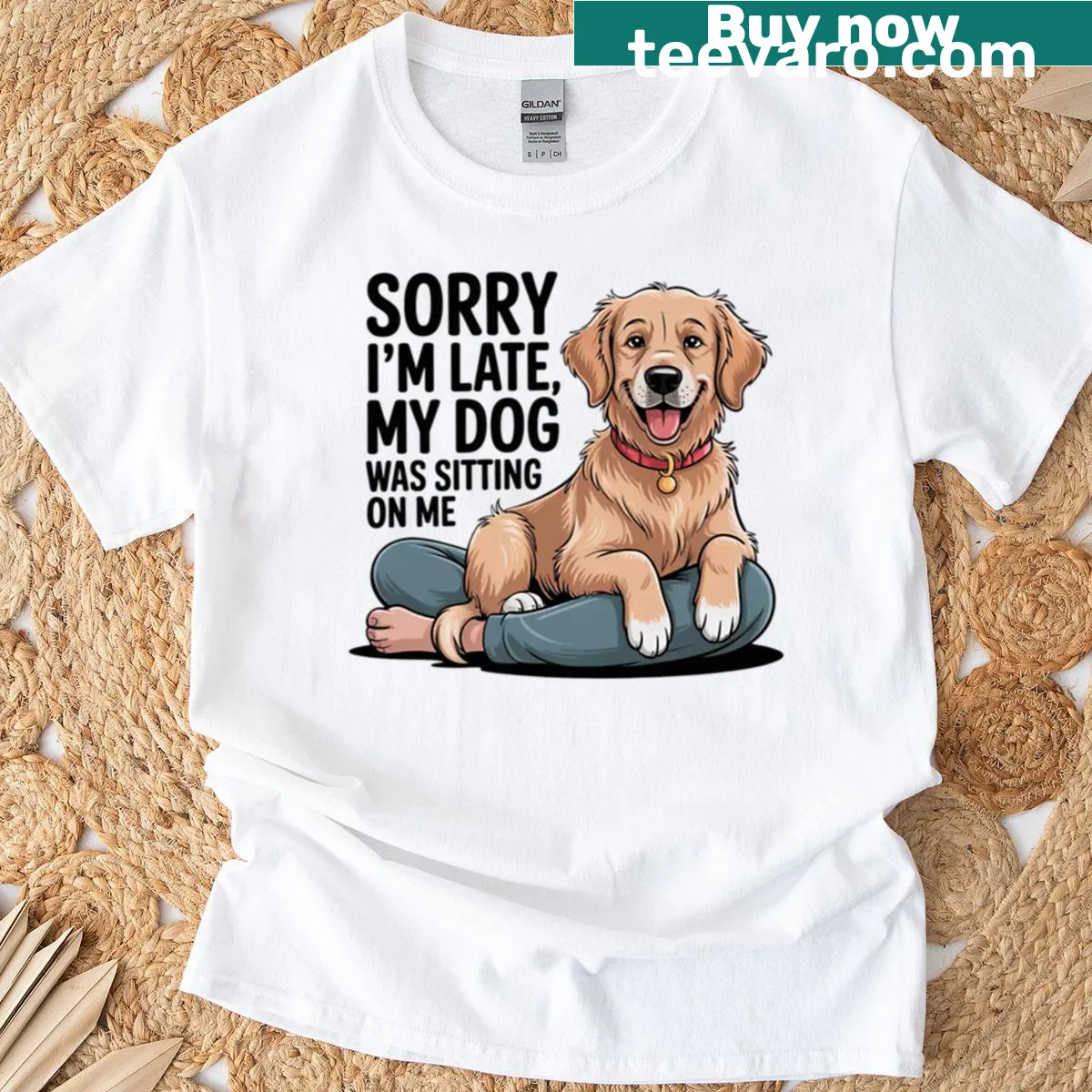 Cute dog illustration t-shirt featuring a cheerful dog and positive vibes — on a men's t-shirt