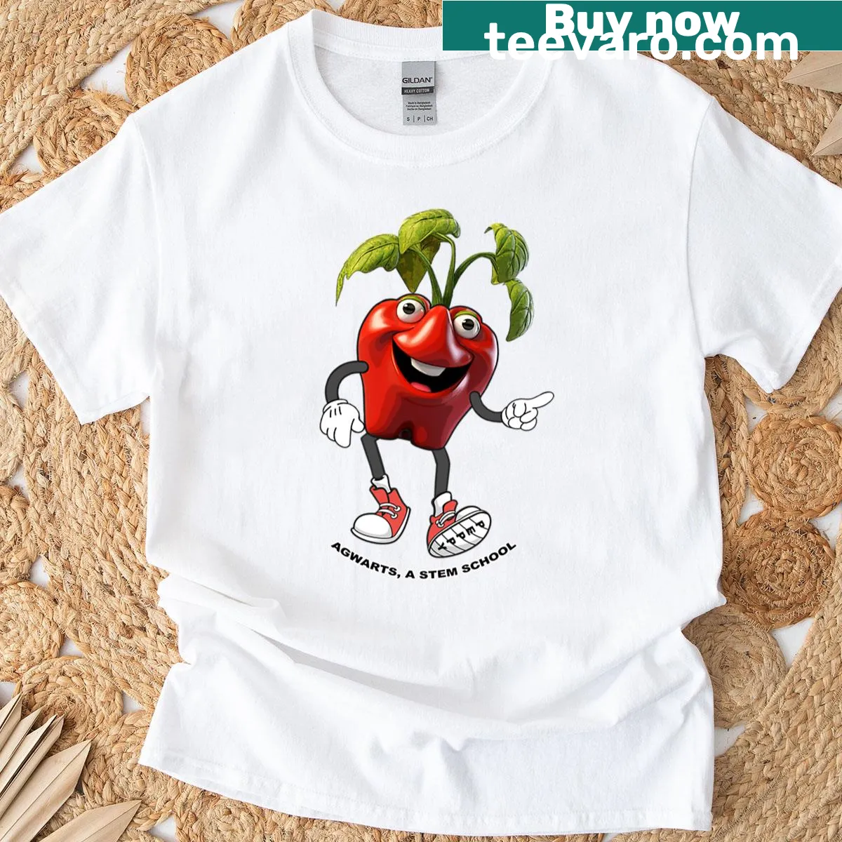 Illustration of a playful red pepper on a t-shirt — on a men's t-shirt
