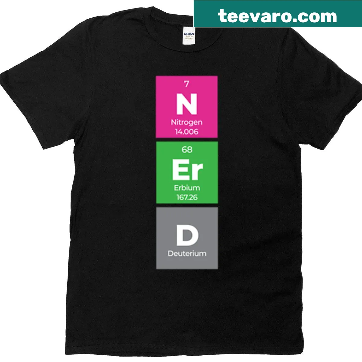 Funny oversized t-shirt with periodic table design — on a men's t-shirt