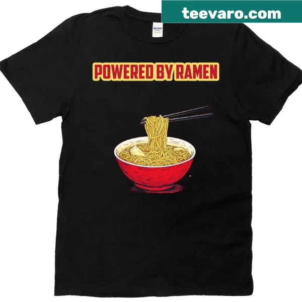 Funny T-shirt with 'Powered By Ramen' noodle design
