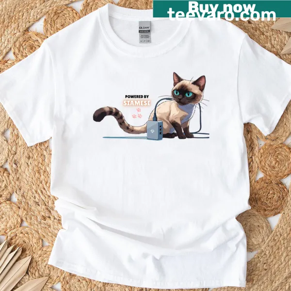 Cartoon design of a Siamese cat on a cute t-shirt