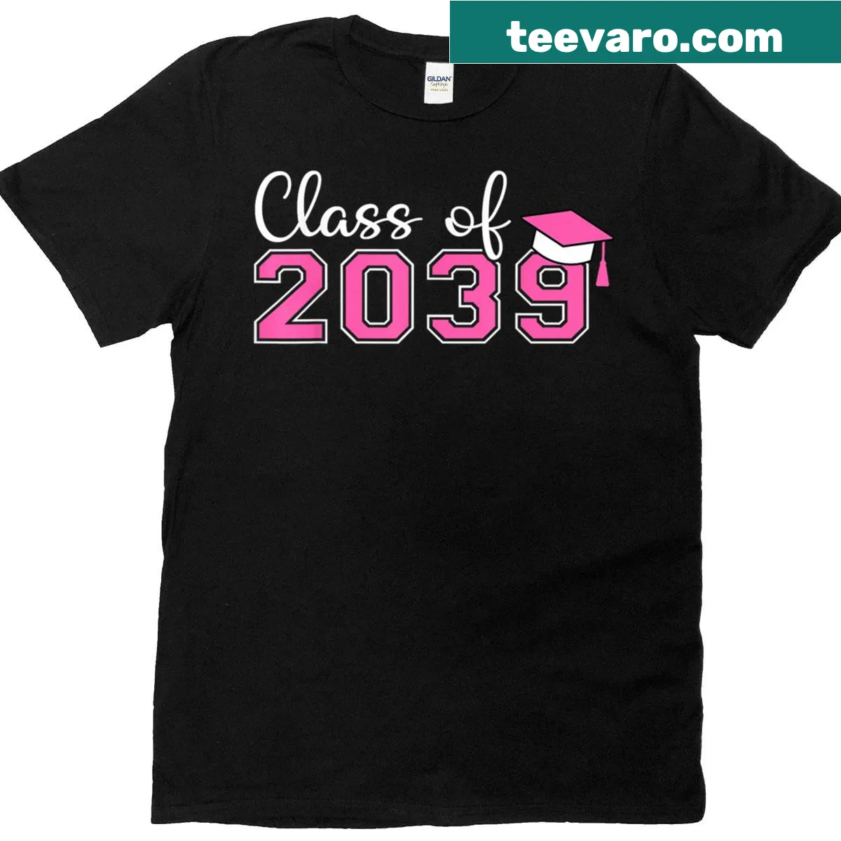 Celebratory t-shirt for preschool class of 2039 graduation — on a men's t-shirt