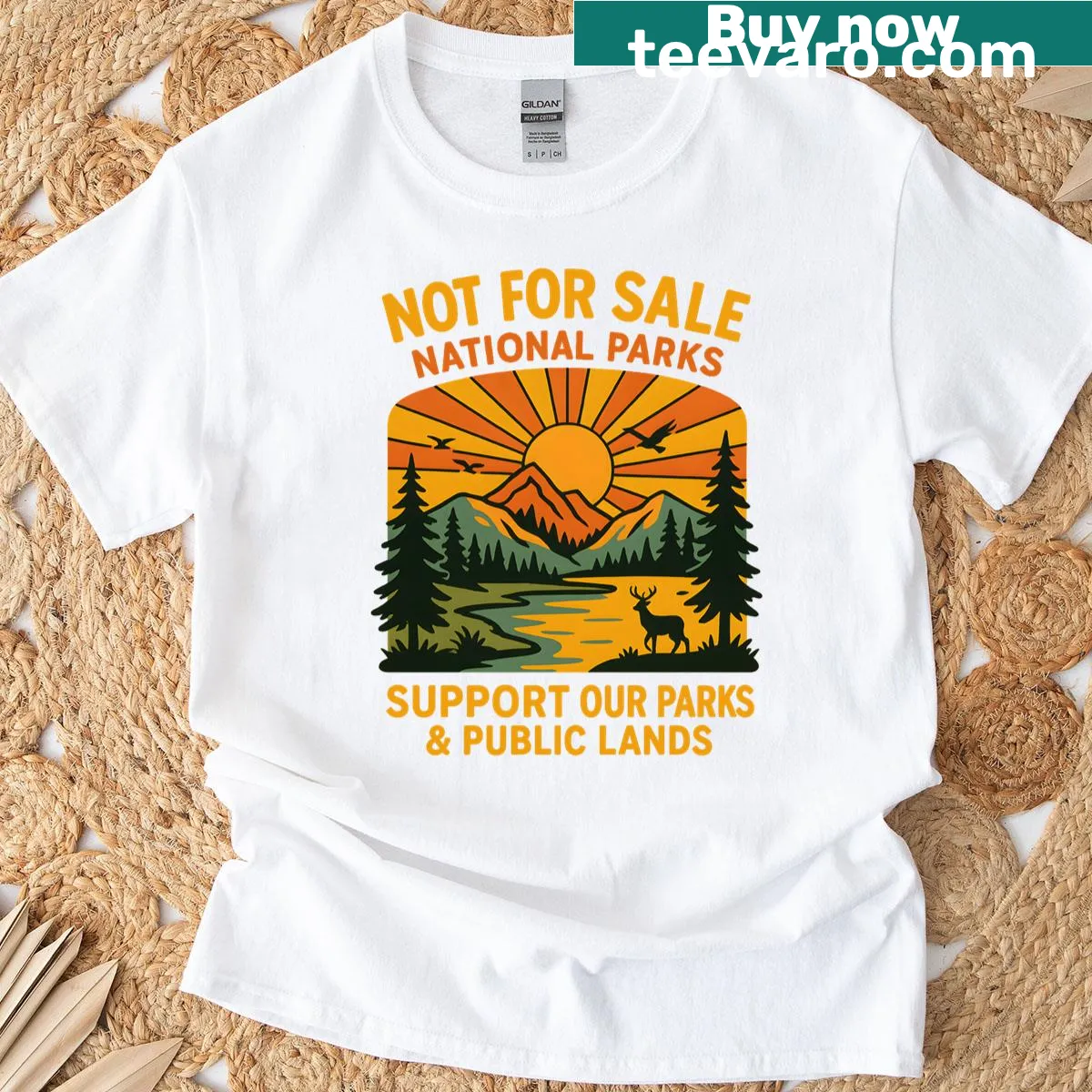 Retro graphic t-shirt supporting national parks and conservation — on a men's t-shirt