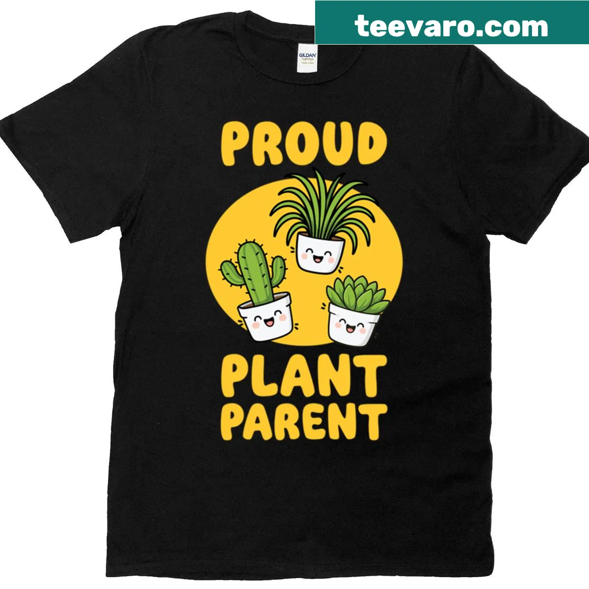 Cute T-shirt featuring a trio of plants for proud plant parents — on a men's t-shirt