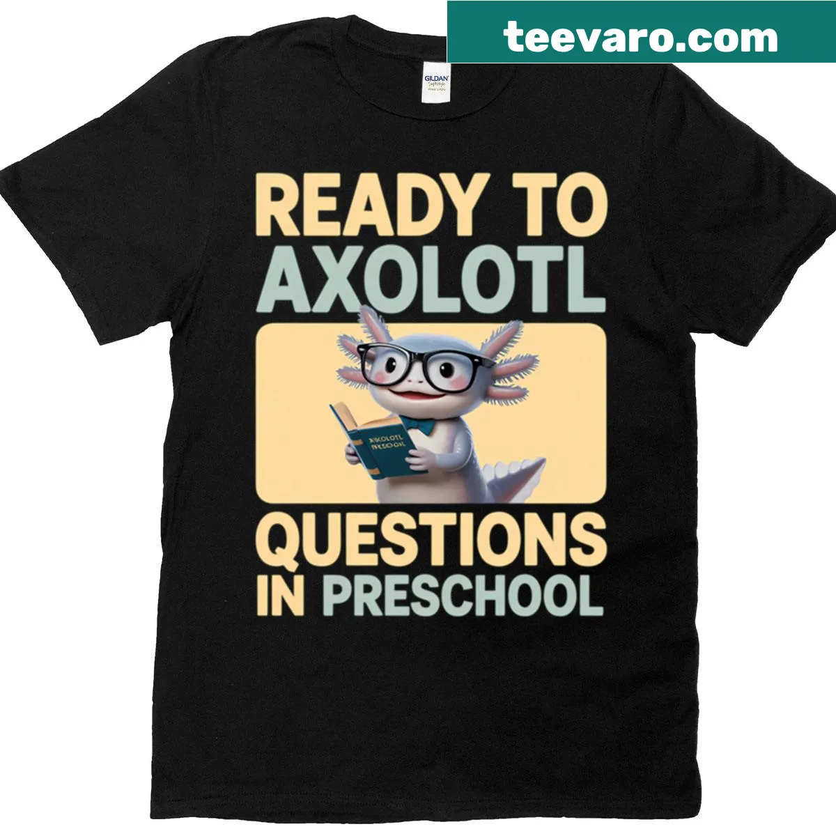 Cute retro shirt with axolotl design and text for preschool kids — on a men's t-shirt